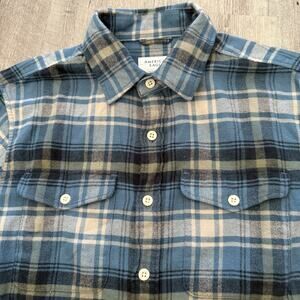 American Eagle Flannel Shirt Mens Small Blue Plaid SUPER SOFT Button-Up Cotton